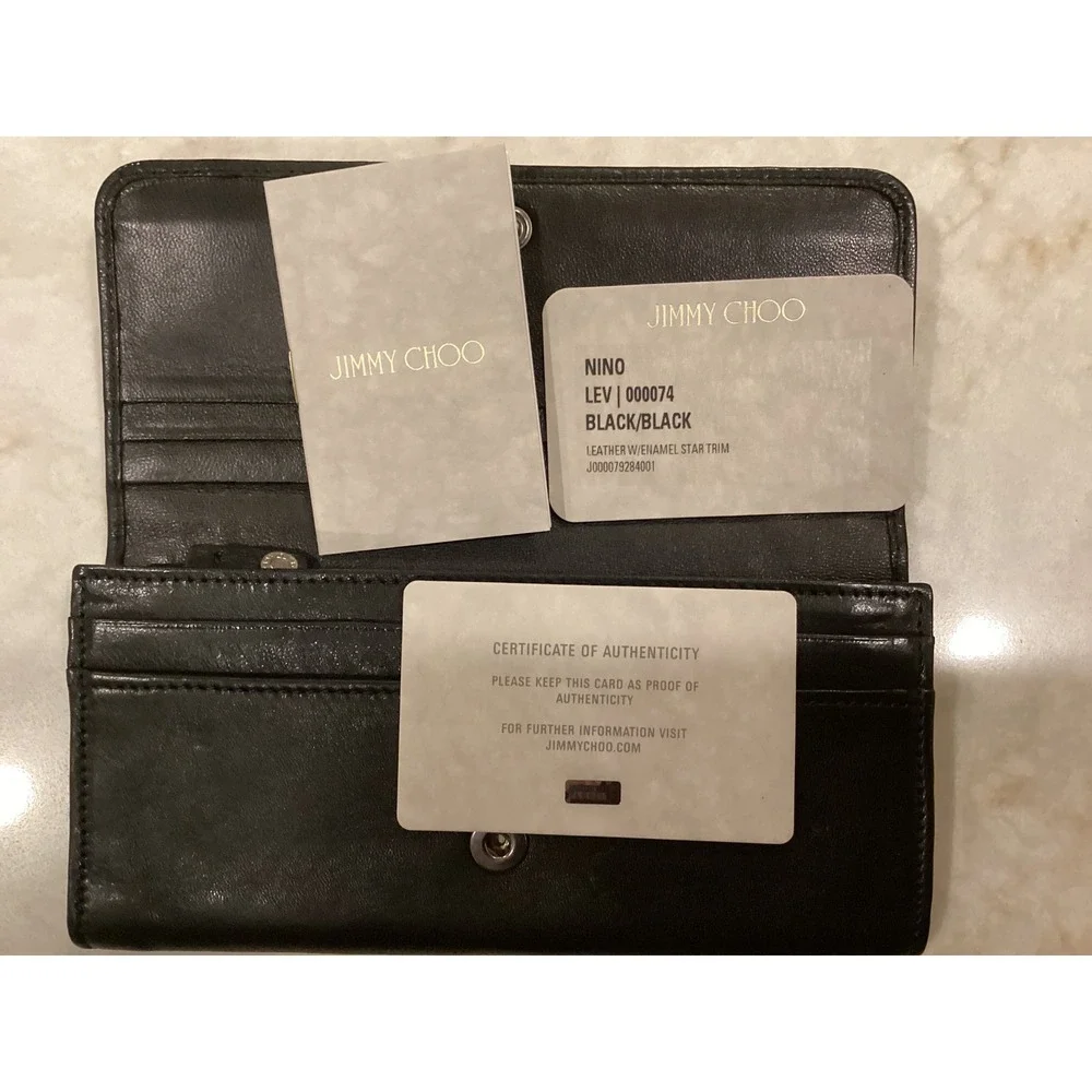 Jimmy Choo NINO Black Leather‎ Star Studded Wallet Clutch - Picture 3 of 16